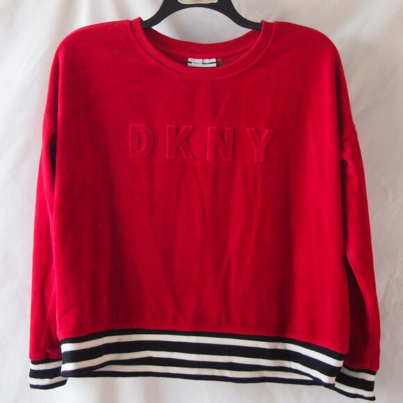 DKNY Womens Sport Boxy Fit/Velour/Long Sleeve Raised Logo Sweatshirt Size L - Picture 2 of 16